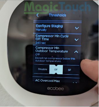 Defrost setting coil temp 0